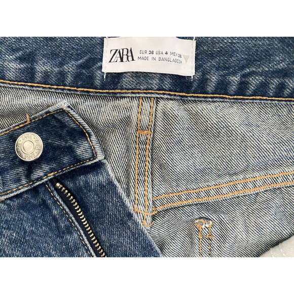 Zara Womens High Rise Straight Leg Regular Length Jeans 4 Classic Casual - Picture 4 of 6